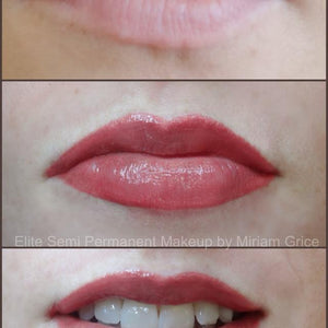 Healed soft rose-toned lips created with an equal blend of Mauve-Lous and Sugared Rose pigments