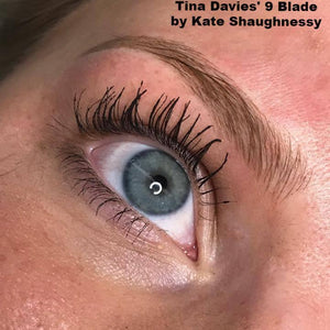 Aqua Latte and Gray Vanish brows created using Tina Davies’ 9 Blade by Kate Shaughnessy.