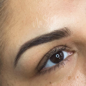 Healed PMU brow using Outlaw Brown with a drop of Cheatin’ Heart by Na Seng.