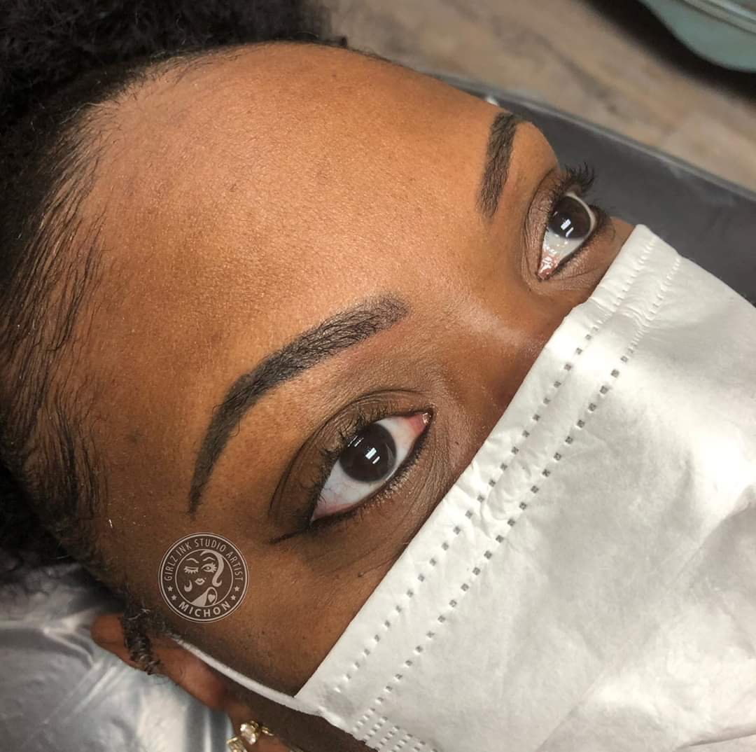 Healed brow from one session using Loaded Outlaw Brown by Michon Martinez.