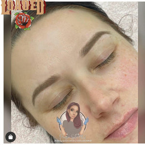 Bottle of Loaded Pigment in Saddle Brown, a warm medium-brown pigment ideal for natural-looking healed brows.