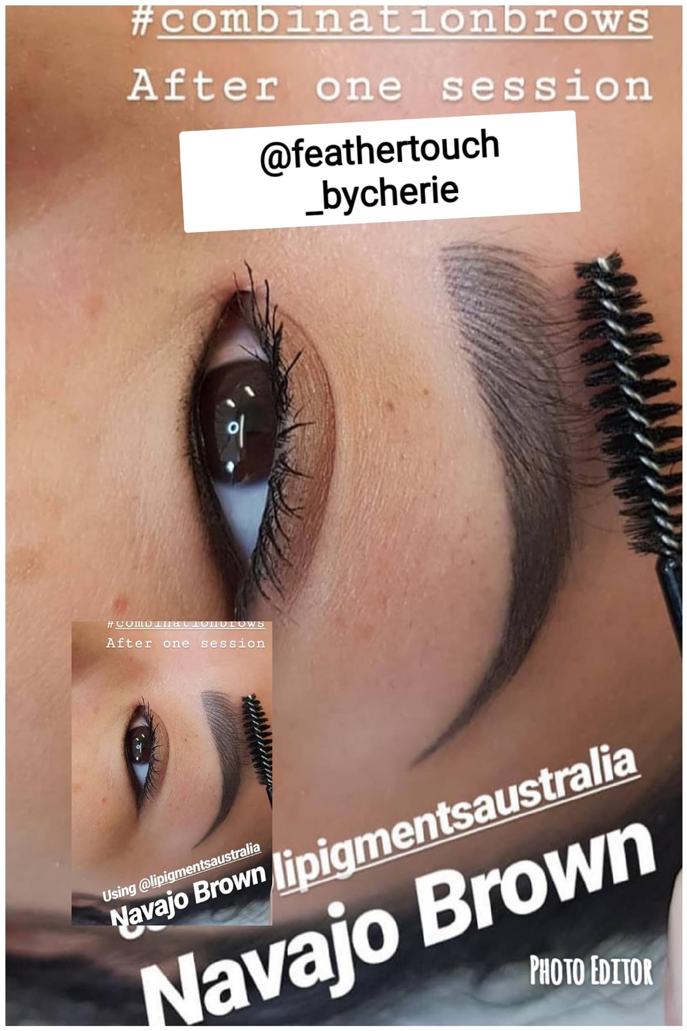 Combo brow technique with Aqua Navajo Brown after one session by Cherie Ayrton.