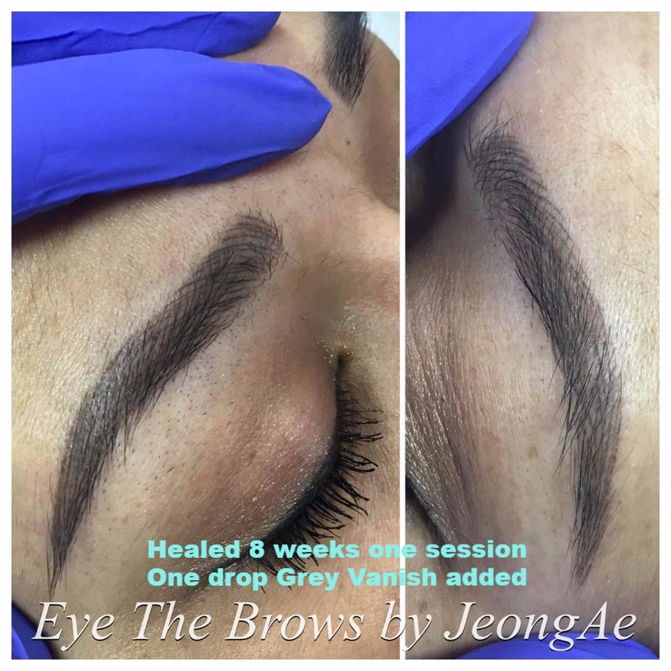 Healed combo brows using Aqua Navajo Brown with one drop of Gray Vanish by JeongAe Davidson.