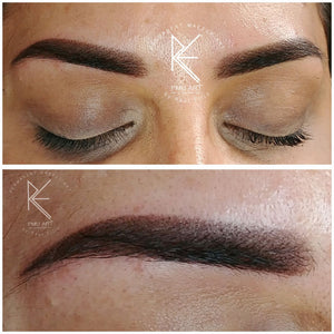 Deep, defined brows healed using Aqua Navajo Brown pigment by Reut Ellis.