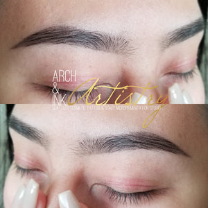 Healed brow results using Navajo Brown Velvet pigment by Malaysoreya, a must-have in top permanent makeup pigment collections.