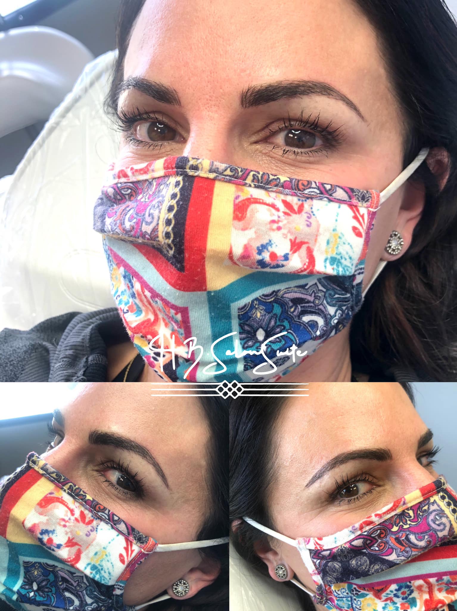 Healed ombré brows using Neutral Mid-Brown Blush and Bold on a client with medium brown features, work by Holly Barding.