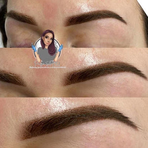 Healed powder brows using Cheatin’ Heart Li Pigments - Loaded pigments, created by artist Paige Lloyd found at Girlz Ink