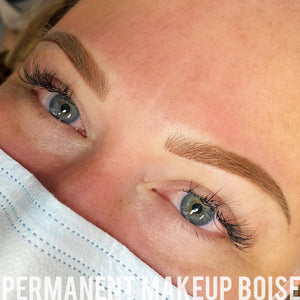 Healed brow results using Saddle Brown from Loaded Pigments, providing warm, medium-brown definition by Tara Thomason.