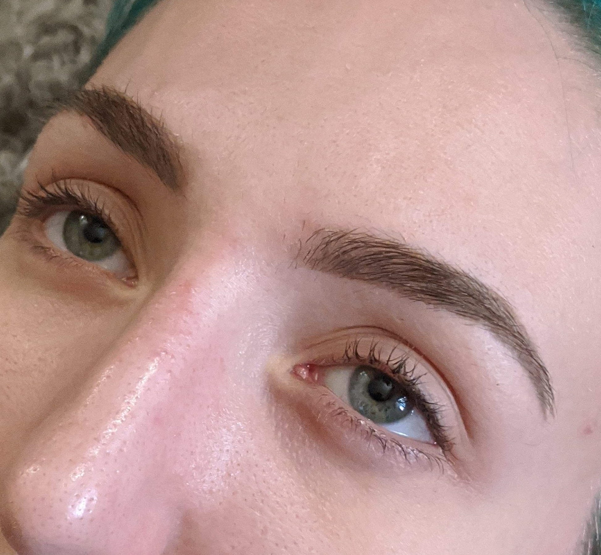 Permanent makeup brow results using Sage from LI Pigments, one of Girlz Ink’s top healing PMU pigments for ashy tones.