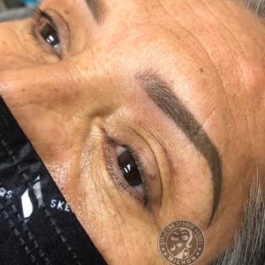 Li Pigments Loaded Silver Spur used by Michon Martinez—great for greying brow clients who need a cool ash tone without warmth
