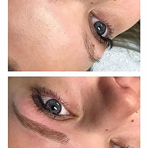 Natural brow transformation using Taupe pigment by PMU expert Mary Ritcherson.

