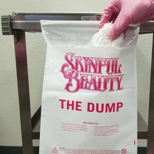 PMU artist workstation using The Dump peel-and-stick waste bag