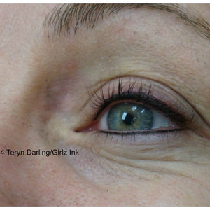  Fresh eyeliner tattoo using Aqua Ultra Black and Soft FX pigments by Teryn Darling.