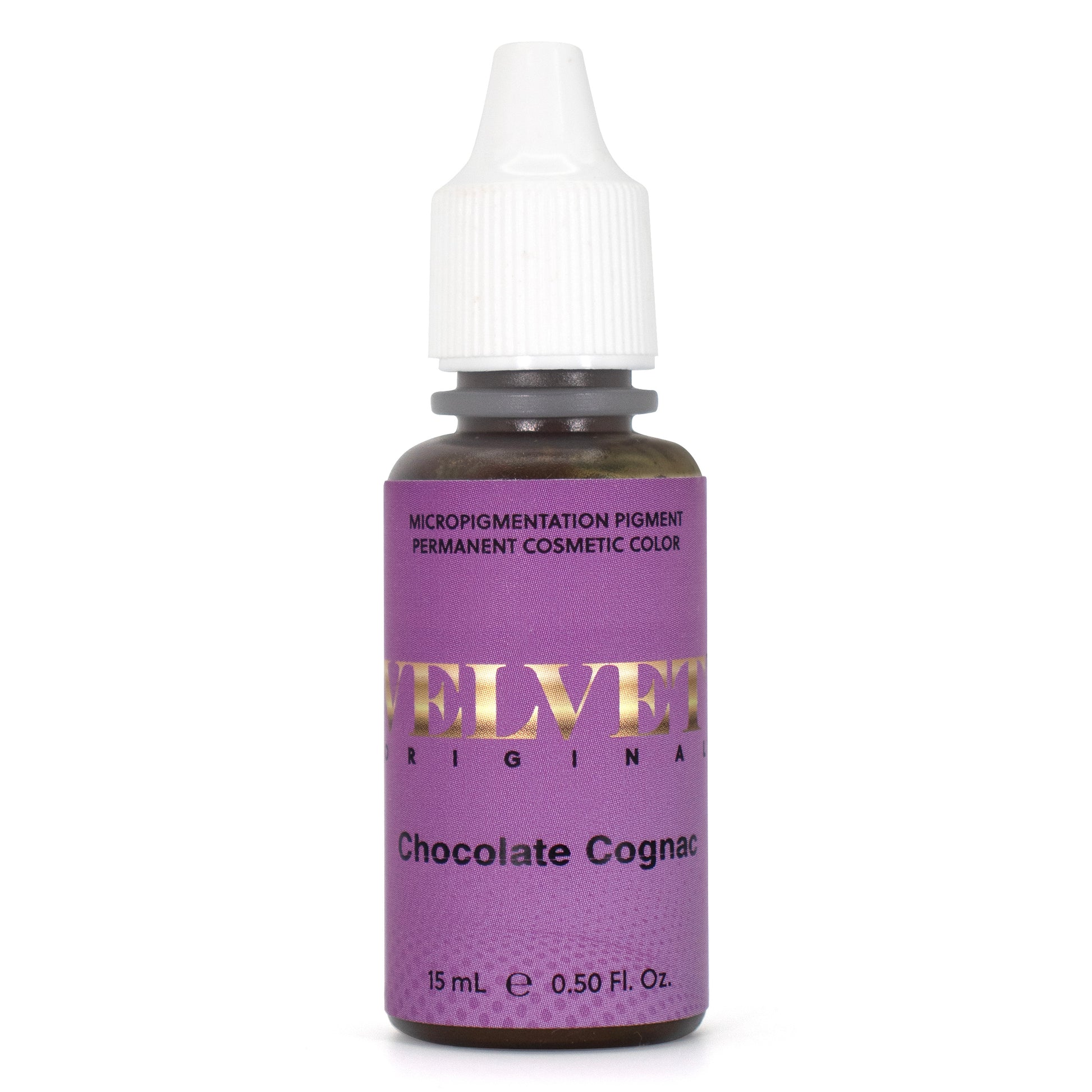 Velvet Original Chocolate Cognac pigment, a rich, deep brown PMU pigment used by professionals for defined brows.