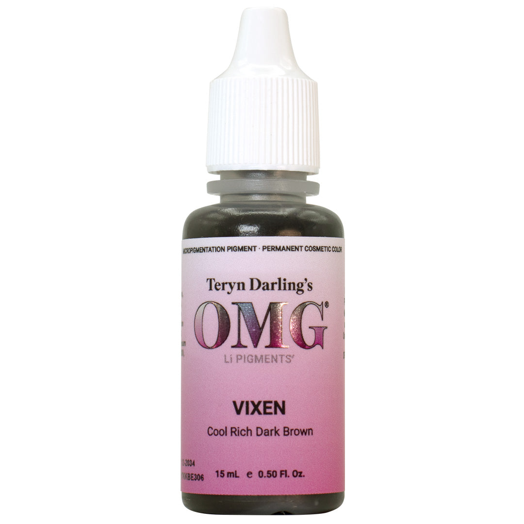 Vixen OMG Brow Pigment – 15mL bottle of cool, rich dark brown pigment for permanent brows.