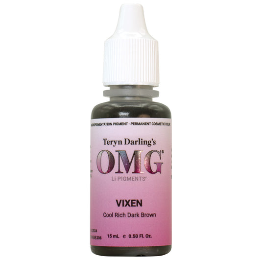 Vixen OMG Brow Pigment – 15mL bottle of cool, rich dark brown pigment for permanent brows.
