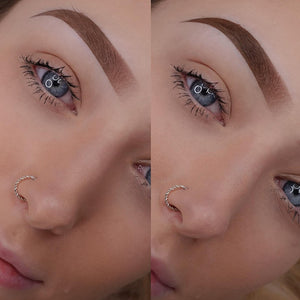 Side-by-side healed brow results using Warm Blonde Blush and Warm Blonde Bold pigments by Clarissa Stefania.


